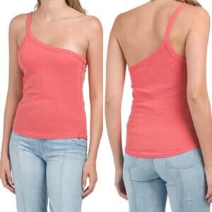 NWT FREE PEOPLE One Way Or Another Dark Pink One Shoulder Tank Top. Size L